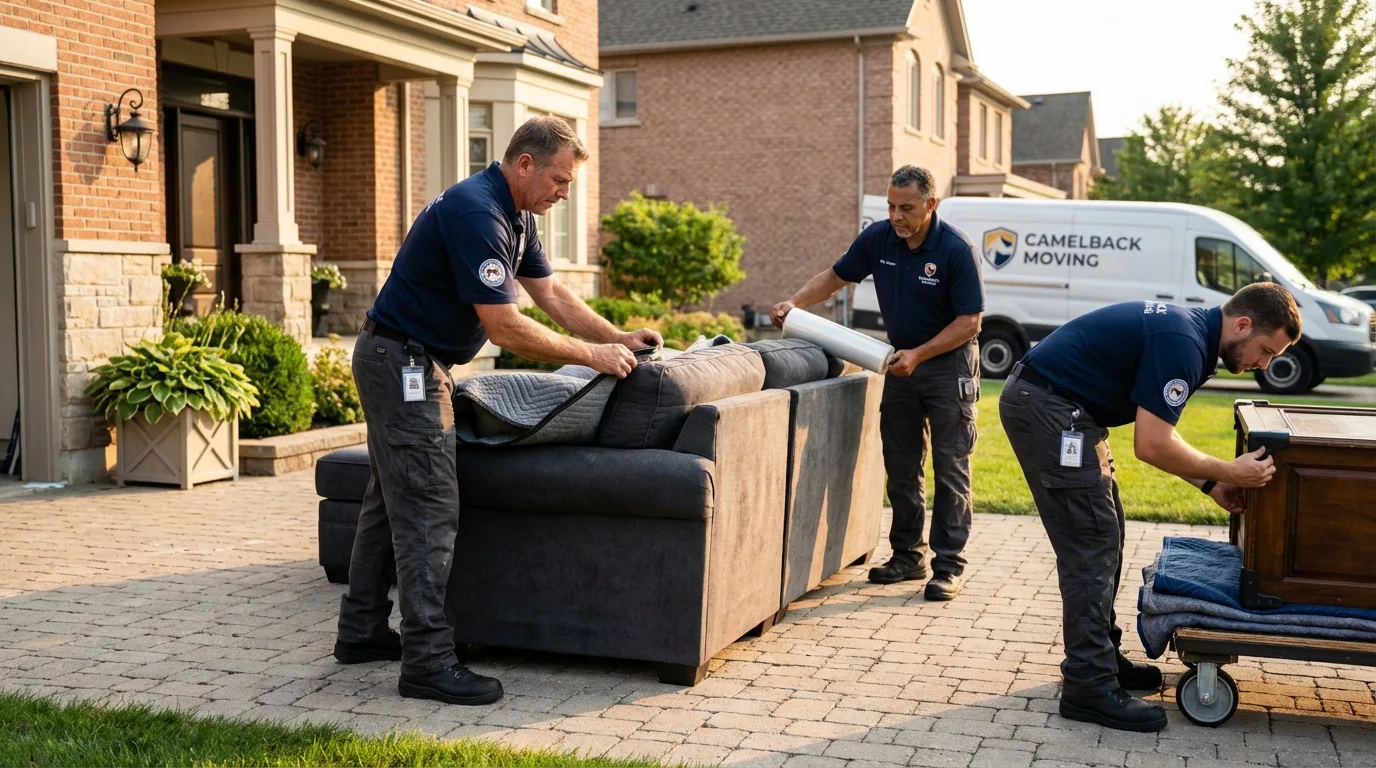 Large estate moving crew wrapping furniture in Harpersville, AL