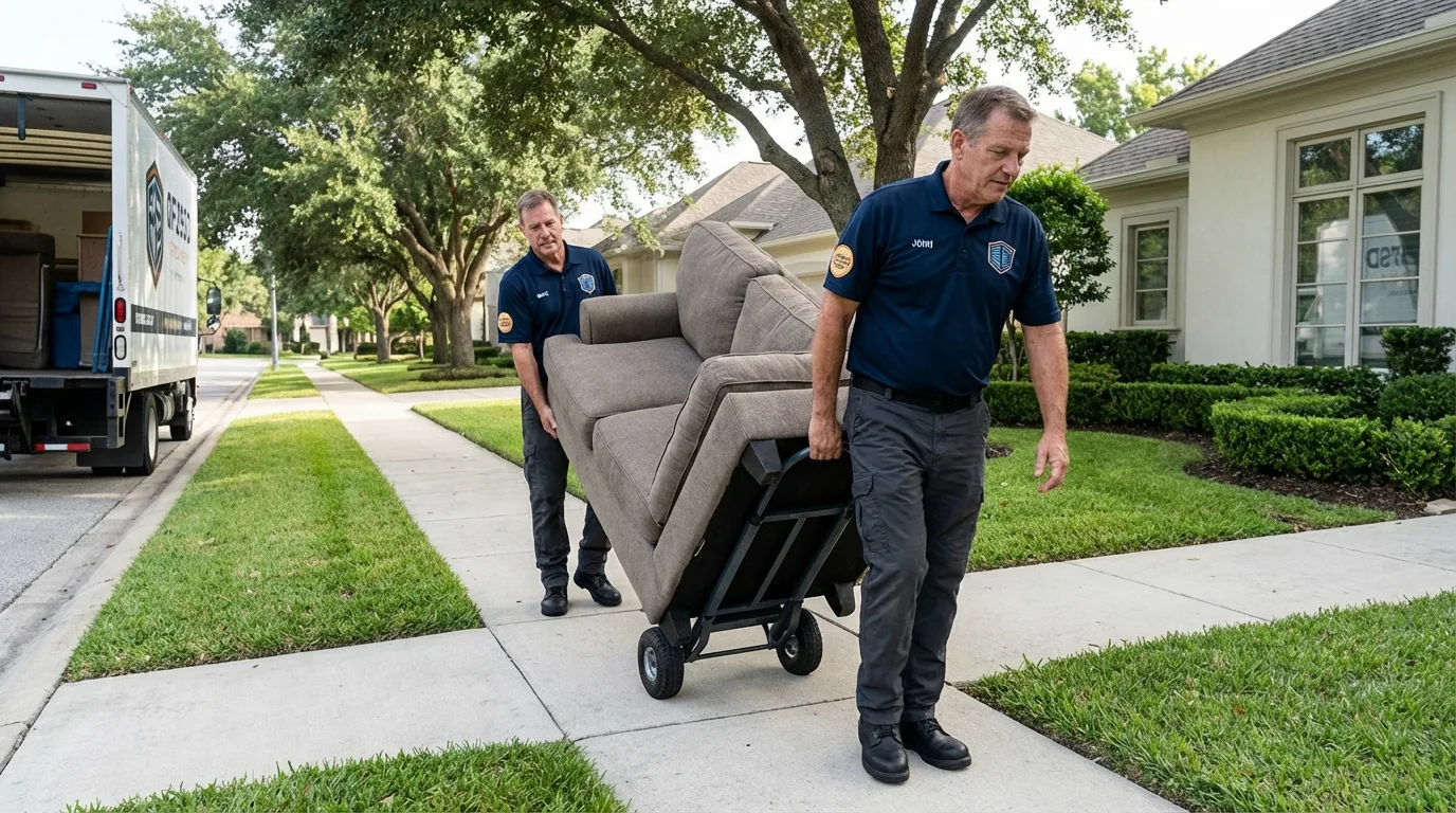 Local residential moving crew loading furniture in Harpersville, AL