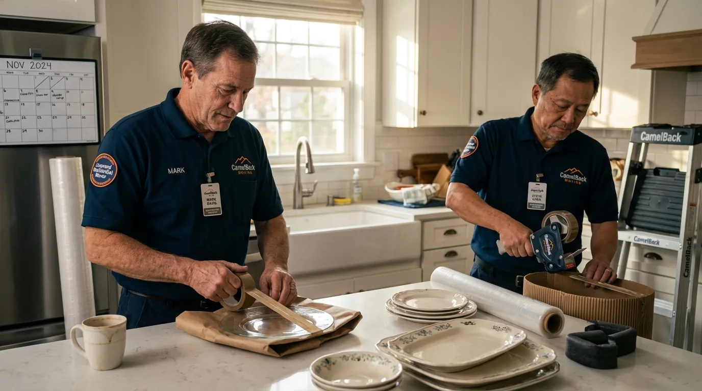 Professional crew packing kitchen dishware in Harpersville, AL